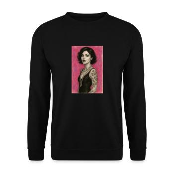 Woman Necklace Pearls Pink Elegant Omikly Pop Art - Unisex Sweatshirt - black - Front - Alina (178cm) & Michal (187cm)