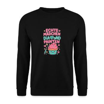Peinture au diamant Real Girl - Sweat-shirt Unisexe - noir - Devant - Alina (178cm) & Michal (187cm)