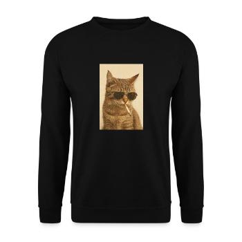 "Cat of life - chill like a pro" - Unisex Sweatshirt - black - Front - Alina (178cm) & Michal (187cm)
