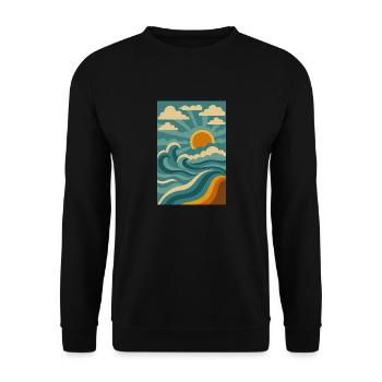 Wellen der Nostalgie - Unisex Pullover - Schwarz - Vorne - Alina (178cm) & Michal (187cm)