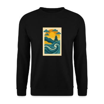 Retro Waves of Freedom - Unisex Pullover - Schwarz - Vorne - Alina (178cm) & Michal (187cm)
