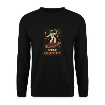 Groovy Galaxy – Tanz auf Saturn - Unisex Pullover - Schwarz - Vorne - Alina (178cm) & Michal (187cm)