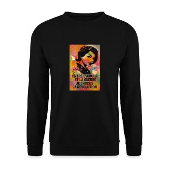 Love Revolution Woman pop art omikly poster - Unisex Sweatshirt - black - Front - Alina (178cm) & Michal (187cm)