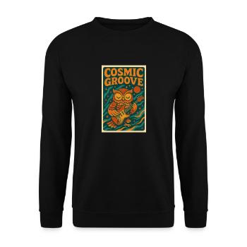 Design rétro psychédélique avec hibou et guitare - Sweat-shirt Unisexe - noir - Devant - Alina (178cm) & Michal (187cm)