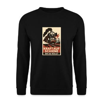 Railway: Power on rail: BR 50 rolls freight train - Unisex Sweatshirt - black - Front - Alina (178cm) & Michal (187cm)