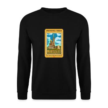 NDG Marseille Neo-Retro Poster - Vintage Kunst - Unisex Pullover - Schwarz - Vorne - Alina (178cm) & Michal (187cm)