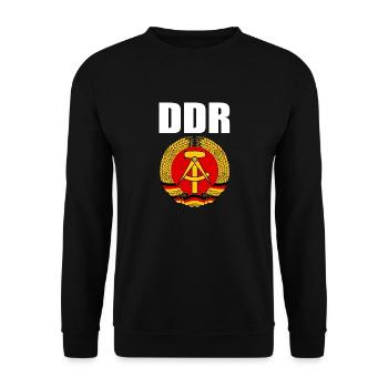 DDR Wappen mit weisser Schrift - Unisex Sweatshirt - black - Front - Alina (178cm) & Michal (187cm)