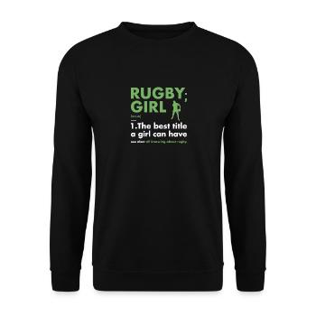 Sport Girl Definition Rugby - Unisex Pullover - Schwarz - Vorne - Alina (178cm) & Michal (187cm)