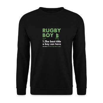 Sport Boy Definition Rugby - Unisex Pullover - Schwarz - Vorne - Alina (178cm) & Michal (187cm)