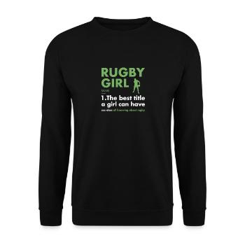Sport Girl Definition Rugby - Unisex Pullover - Schwarz - Vorne - Alina (178cm) & Michal (187cm)