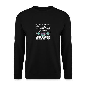 Tricoteuse Une journée sans tricoter - Sweat-shirt Unisexe - noir - Devant - Alina (178cm) & Michal (187cm)
