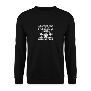 Crocheteur Une journée sans crocheter - Sweat-shirt Unisexe - noir - Devant - Alina (178cm) & Michal (187cm)
