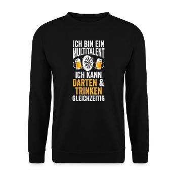 Darts Bier Darts Spieler Geschenk - Unisex Pullover - Schwarz - Vorne - Alina (178cm) & Michal (187cm)