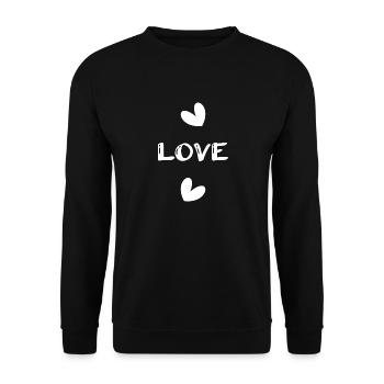 LIEBE. VATERTAG. ALLES GUTE ZUM GEBURTSTAG, PAPA. PAPA. HERZ - Unisex Pullover - Schwarz - Vorne - Alina (178cm) & Michal (187cm)