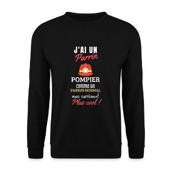 Parrain Pompier 3ème anniversaire camion - Sweat-shirt Unisexe - noir - Devant - Alina (178cm) & Michal (187cm)