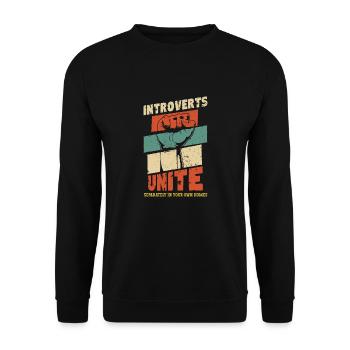 Introverts Unite Separately In Your Own Homes - Unisex Pullover - Schwarz - Vorne - Alina (178cm) & Michal (187cm)