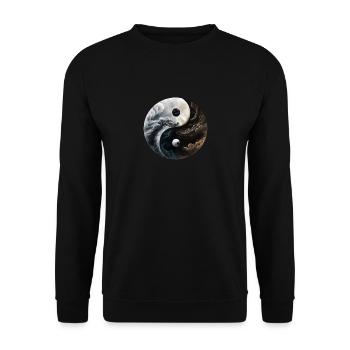 Ying Yang Motiv - Unisex Pullover - Schwarz - Vorne - Alina (178cm) & Michal (187cm)
