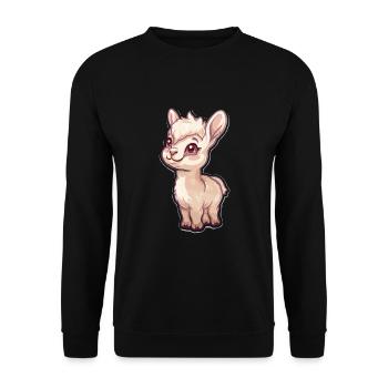 Alpaka Lama für Alpakaliebhaber - Unisex Pullover - Schwarz - Vorne - Alina (178cm) & Michal (187cm)