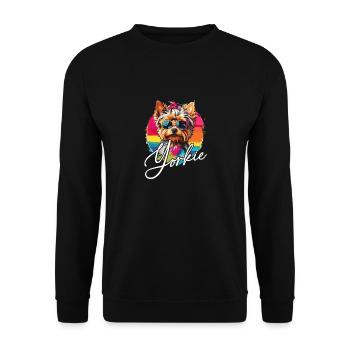 Cute Yorkshire Terrier Yorkie on the Color Wheel - Unisex Sweatshirt - black - Front - Alina (178cm) & Michal (187cm)