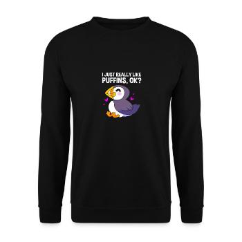 Papageientaucher Puffin - Unisex Pullover - Schwarz - Vorne - Alina (178cm) & Michal (187cm)