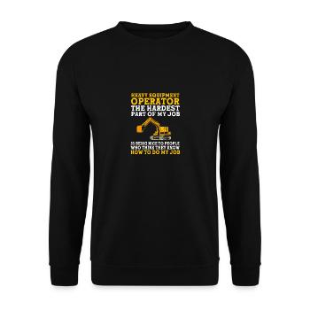 Baustelle Baggerfahrer Baggern - Unisex Pullover - Schwarz - Vorne - Alina (178cm) & Michal (187cm)