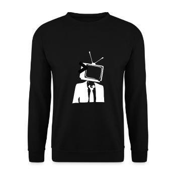 Tv Fernseher als Kopf - Unisex Pullover - Schwarz - Vorne - Alina (178cm) & Michal (187cm)