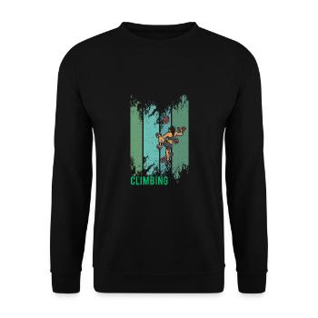 Bouldern Klettern Sportarten Turnhalle Wand - Unisex Pullover - Schwarz - Vorne - Alina (178cm) & Michal (187cm)