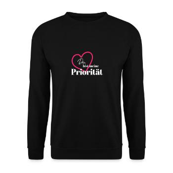 Du bist meine Priorität - Unisex Pullover - Schwarz - Vorne - Alina (178cm) & Michal (187cm)