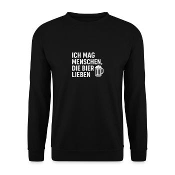 Bier Shirt – Ich mag Menschen, die Bier lieben - Unisex Pullover - Schwarz - Vorne - Alina (178cm) & Michal (187cm)
