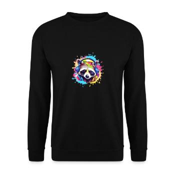 raccoon, colorful, painting, headphones, graffiti - Unisex Sweatshirt - black - Front - Alina (178cm) & Michal (187cm)