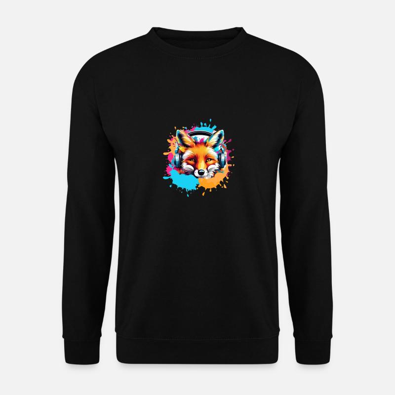 Fuchs,bunt, Malerei,kopfhörer, Graffiti - Unisex Pullover - Schwarz