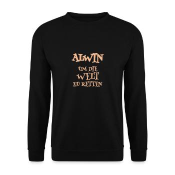 Alwin als Helfer - Unisex Pullover - Schwarz - Vorne - Alina (178cm) & Michal (187cm)