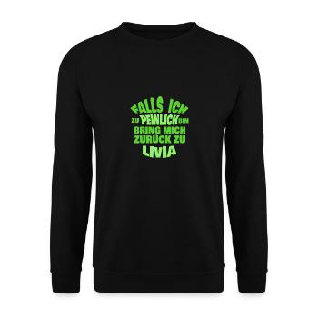 Livia als Jungesellenabschied - Unisex Pullover - Schwarz - Vorne - Alina (178cm) & Michal (187cm)