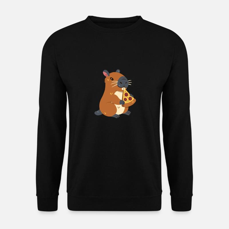 Capybara with pizza - Unisex Sweatshirt - black