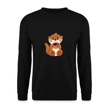 Loutre au café - Sweat-shirt Unisexe - noir - Devant - Alina (178cm) & Michal (187cm)