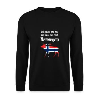 Ich muss gar nix ich muss nur nach Norwegen - Unisex Pullover - Schwarz - Vorne - Alina (178cm) & Michal (187cm)