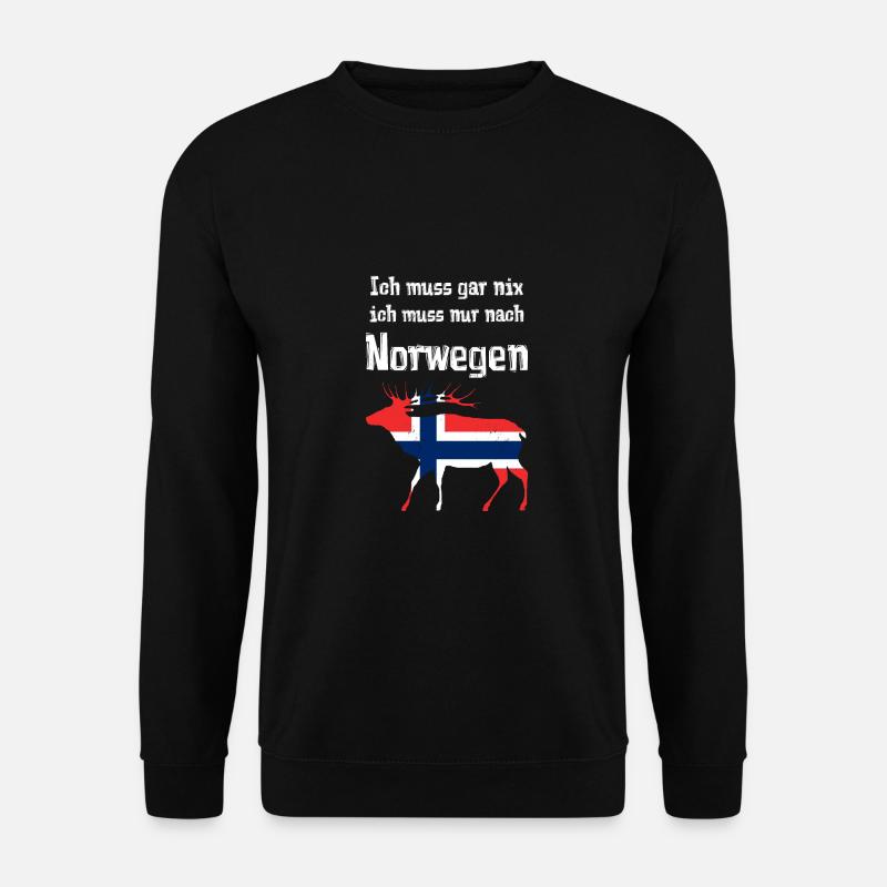 Ich muss gar nix ich muss nur nach Norwegen - Unisex Pullover - Schwarz