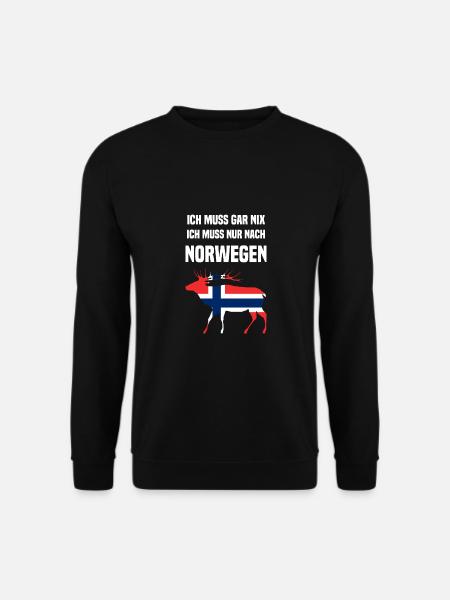 Ich muss gar nix ich muss nur nach Norwegen - Unisex Pullover - Schwarz