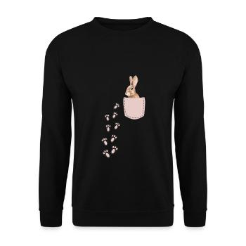 Rabbit In Chest Pocket Funny Easter Gift - Unisex Sweatshirt - black - Front - Alina (178cm) & Michal (187cm)