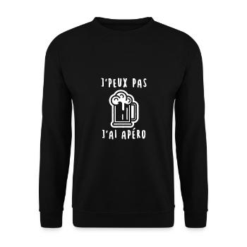J'peux pas j'ai apéro – citation humour-black - Sweat-shirt Unisexe - noir - Devant - Alina (178cm) & Michal (187cm)