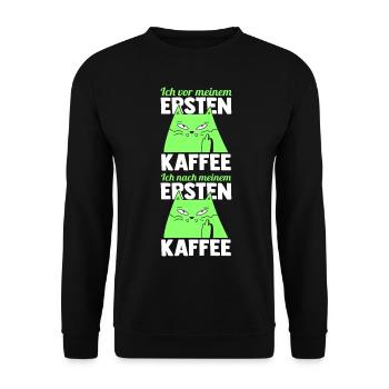 Chat avant mon premier café - Sweat-shirt Unisexe - noir - Devant - Alina (178cm) & Michal (187cm)