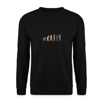 Funny Retro Evolution Of Man Violine - Unisex Pullover - Schwarz - Vorne - Alina (178cm) & Michal (187cm)