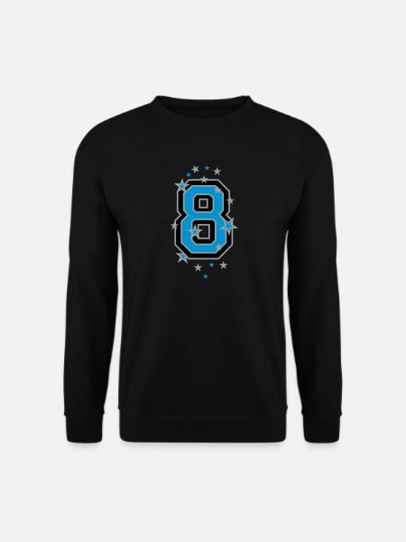 Mit Sterne verzierte Nummer Acht - Unisex Pullover - Schwarz