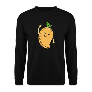 Mango Obst Kawaii - Unisex Pullover - Schwarz - Vorne - Alina (178cm) & Michal (187cm)