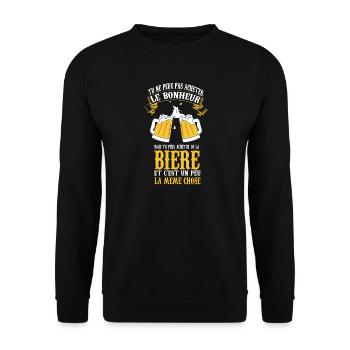 Tu peux pas acheter le bonheur mais de la bière - Sweat-shirt Unisexe - noir - Devant - Alina (178cm) & Michal (187cm)