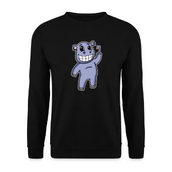 Hippo with toothbrush - Unisex Sweatshirt - black - Front - Alina (178cm) & Michal (187cm)