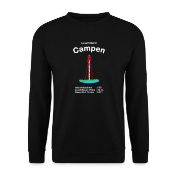 Leuchtturm Campen an der Ems Nordsee Handzeichnung - Unisex Pullover - Schwarz - Vorne - Alina (178cm) & Michal (187cm)
