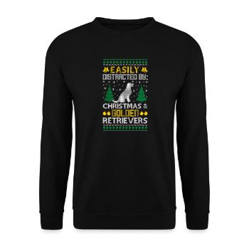 Easily Distracted Golden By Retriever Ugly Sweater - Unisex Pullover - Schwarz - Vorne - Alina (178cm) & Michal (187cm)