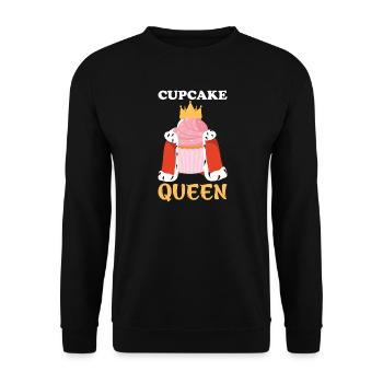 Cupcake Queen – Königin mit Krone Design - Unisex Pullover - Schwarz - Vorne - Alina (178cm) & Michal (187cm)