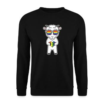 Rainbow - goat with glasses and heart - Unisex Sweatshirt - black - Front - Alina (178cm) & Michal (187cm)